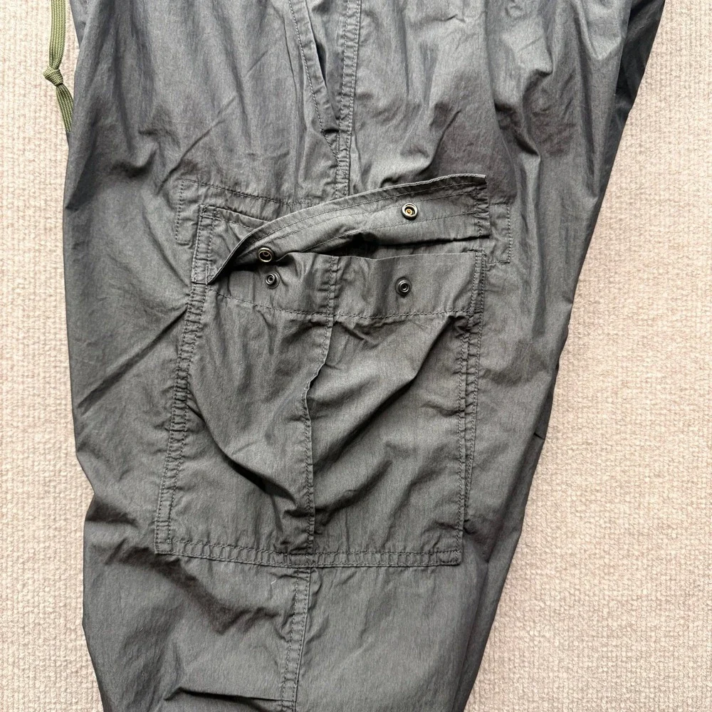 Relwen Mens Cargo Pants Medium Charcoal Grey Cotton Nylon Drawstring Hem Utility